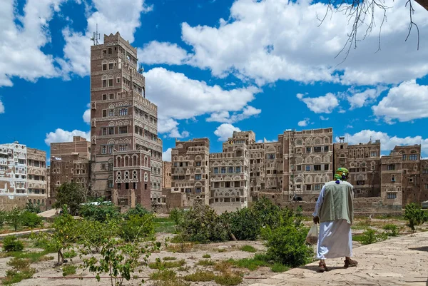 Edifícios Tradicionais Vários Andares Feitos Pedra Sanaa Iêmen — Fotografia de Stock