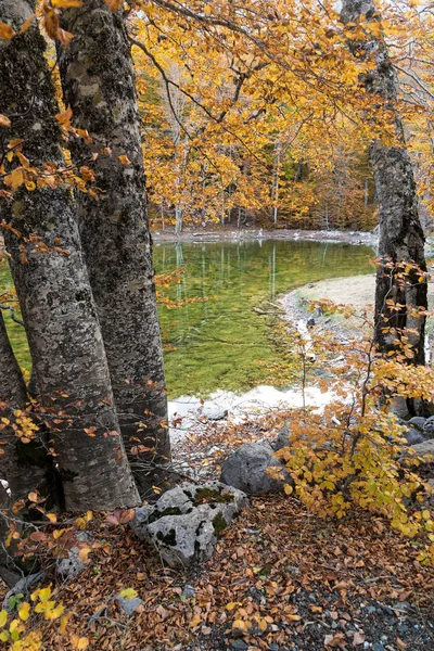 Blick Auf Arrenes Oder Moutsalia Alpine See Auf Grammos Griechenland — Stockfoto