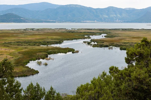 Вид Озеро Мегали Преспа Севере Греции — стоковое фото