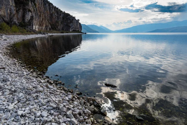 Blick Auf Das Ufer Des Megali Großen Prespa Sees Nordgriechenland — Stockfoto