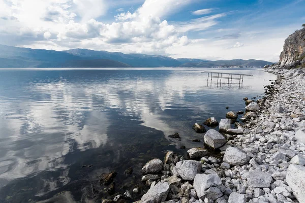 View Shore Megali Big Prespa Lake Northern Greece — Stock Photo, Image