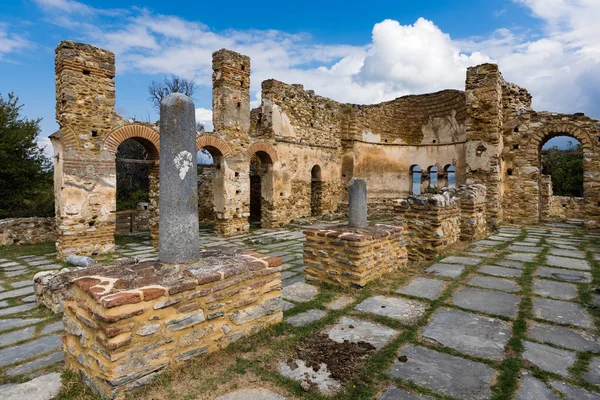 Ruínas Basílica Ágios Santo Achillios Pequeno Lago Prespa Norte Grécia — Fotografia de Stock