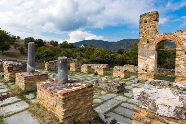 Rovine Della Basilica Agios Santo Achillios Presso Piccolo Lago Prespa — Foto Stock