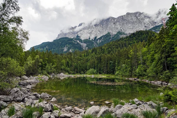 Blick Auf Den Frillensee Eibsee Bereich Der Bayerischen Alpen Deutschland — Stockfoto