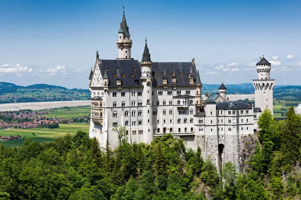 Över Slottet Neuschwanstein Bayern Tyskland — Stockfoto