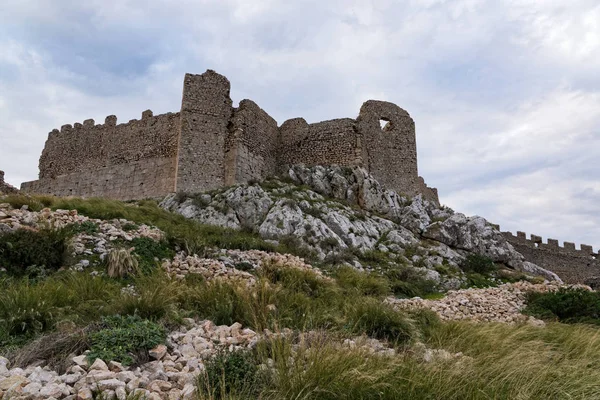 Partie Château Larisa Acropole Antique Médiévale Ville Argos Dans Péloponnèse — Photo