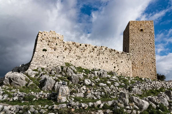 Utsikt Över Det Historiska Slottet Agionori Peloponnesos Grekland — Stockfoto