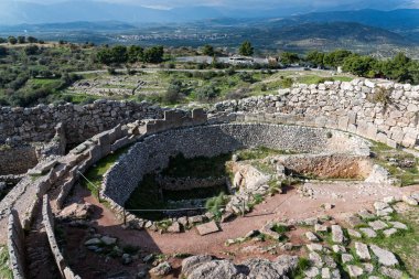 Mycenae Peloponnese, Yunanistan için arkeolojik yerinde dairesel mezarlık