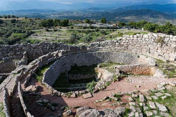 Rundfriedhof Der Archäologischen Stätte Von Mykene Auf Dem Peloponnes Griechenland — Stockfoto