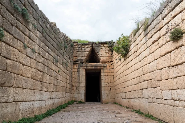 Bejárat Tholos Sír Agamemnón Régészeti Lelőhely Lábjegyzetek Peloponnészosz Görögország — Stock Fotó