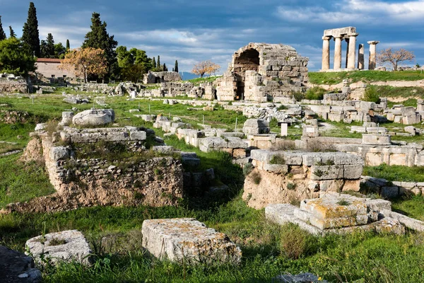 Teil Der Archäologischen Stätte Des Antiken Korinth Auf Dem Peloponnes — Stockfoto