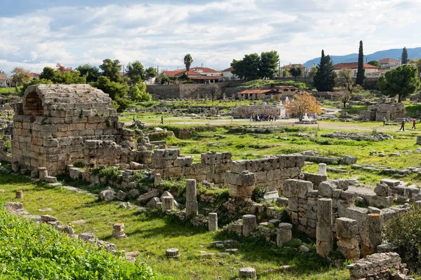 Parte Sítio Arqueológico Corinto Antigo Peloponeso Grécia — Fotografia de Stock