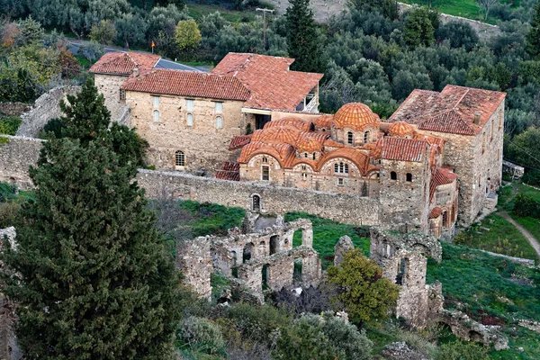 Parte Del Sito Archeologico Bizantino Mystras Nel Peloponneso Grecia Veduta — Foto Stock