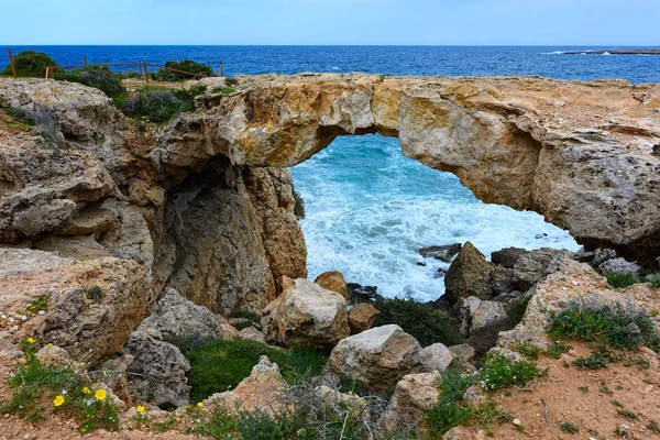 View Koraka Stone Arch Area Kavo Greco Cape Greco Cyprus — Stock Photo, Image