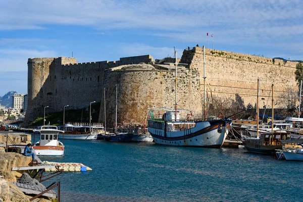 Κάστρο Της Κυρήνειας Στην Κύπρο Θέα Από Παλαιό Λιμάνι — Φωτογραφία Αρχείου