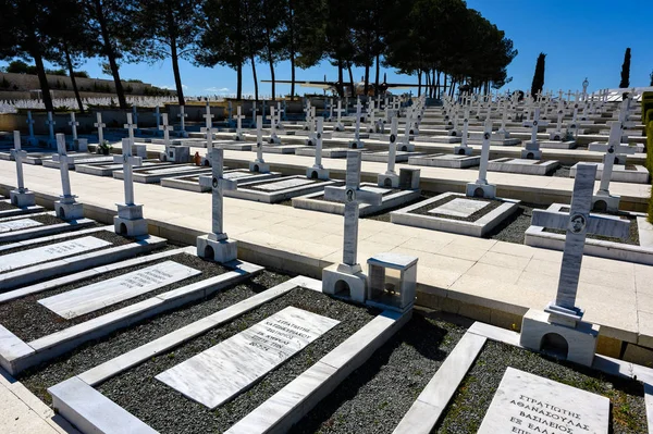 Nicósia Chipre Março 2019 Parte Túmulo Makedonitissa Cemitério Militar Memorial — Fotografia de Stock