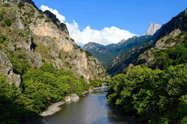 Vista Desfiladeiro Rio Aoos Perto Konitsa Epiro Grécia — Fotografia de Stock