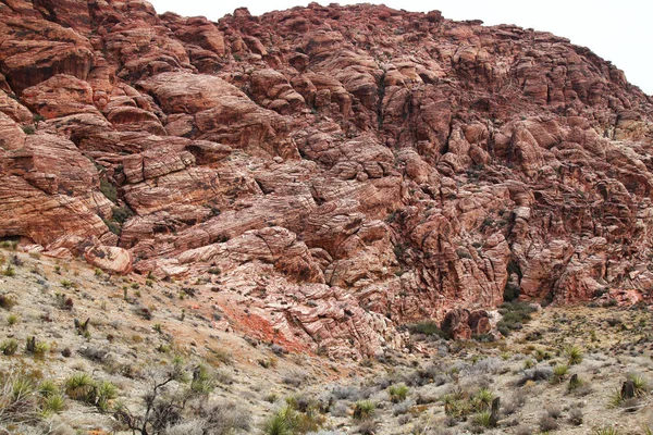 Přírodní Rock Rudém Skalním Kaňonu Foggy Den Nevadě Usa — Stock fotografie