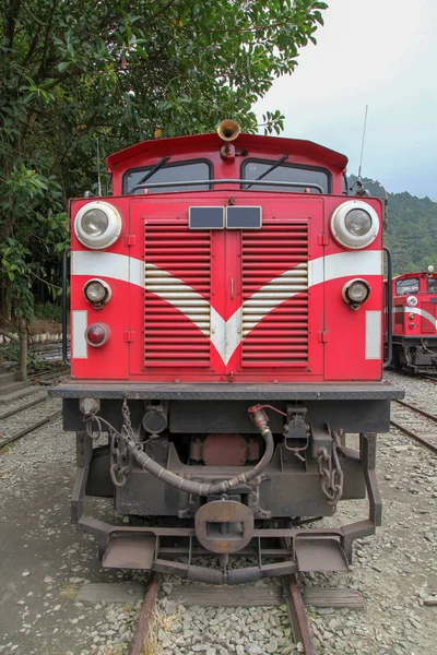Hållplats För Röda Tåget Fenchihu Tågstation Vid Alishan Mountain Taiwan — Stockfoto