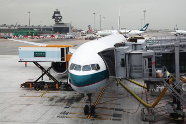 Hongkong Airport, Hongkong-Aralık 6, 2018: yakın yukarı Plane Cathay