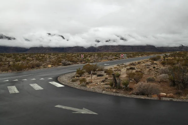 The road red rock canyon in Foggy day at nevada, USA — стоковое фото