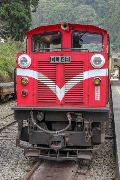 Alishan Taiwan October 2018 Viejo Tren Rojo Alishan Line Cuesta — Foto de Stock