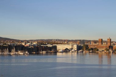Oslo,norveç-18 Ekim 2015:Gün batımından önce Oslo şehrinin görünümü