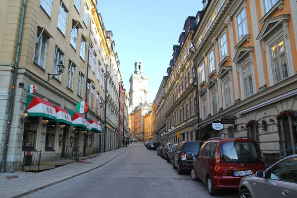 Stockholm, Sverige-15 oktober 2015: gammal byggnad i gamla stan s — Stockfoto