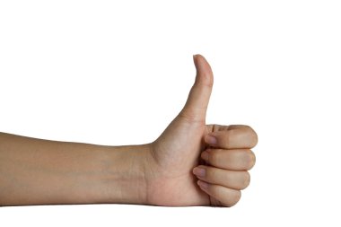 beyaz arka plan üzerinde kadın el eylem yolu var