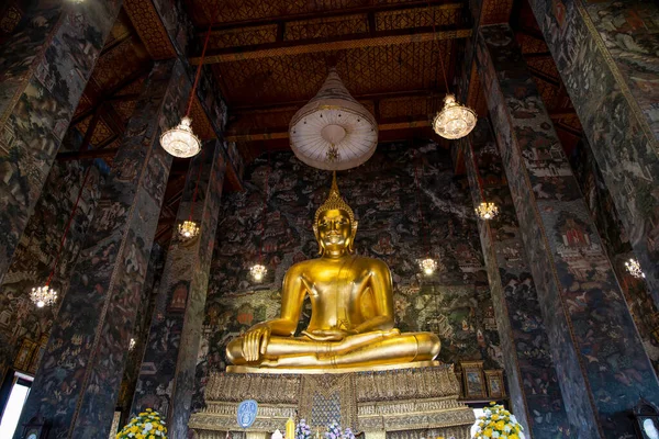 Bangkok Tailandia Julio 2020 Gran Estatua Oro Buddha Chuch Lateral — Foto de Stock