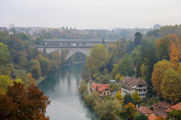 Berne Suisse Octobre 2019 Vue Sur Rivière Vieux Pont Automne — Photo