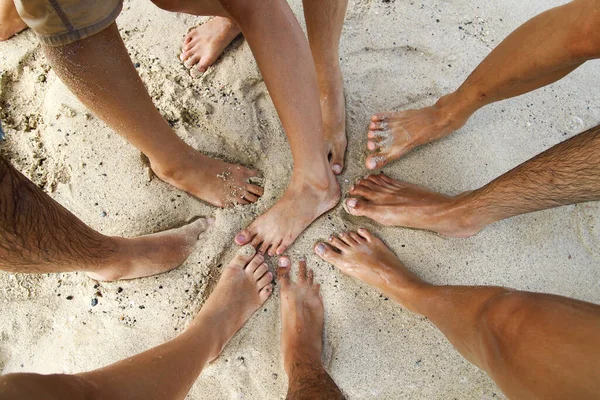 Gruop Gambe Asia Persone Sulla Spiaggia Sabbia Thailandia — Foto Stock