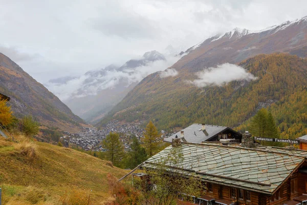 Zermatt Suiza Octubre 2019 Vista Del Antiguo Edificio Estación Teleférico — Foto de Stock