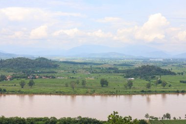 Mekong Nehri 'nin manzarası Tayland' da güzel bir doğa nehridir.