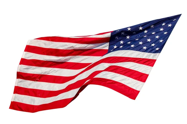 Usa Flag Wave Fabric White Background Have Path — Stock Photo, Image