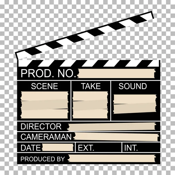 Blank Director Clapboard Isolated Transparent Background Vector Illustration — Stock Vector