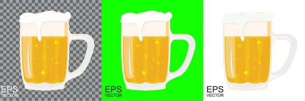 Vaso Cerveza Sobre Fondo Transparente Fondo Blanco Pantalla Verde Fondo — Archivo Imágenes Vectoriales