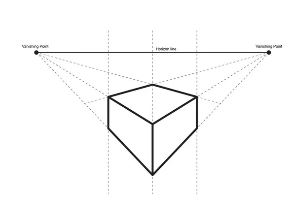 Perspektivritning Isolerad Vit Bakgrund Vektorillustration — Stock vektor
