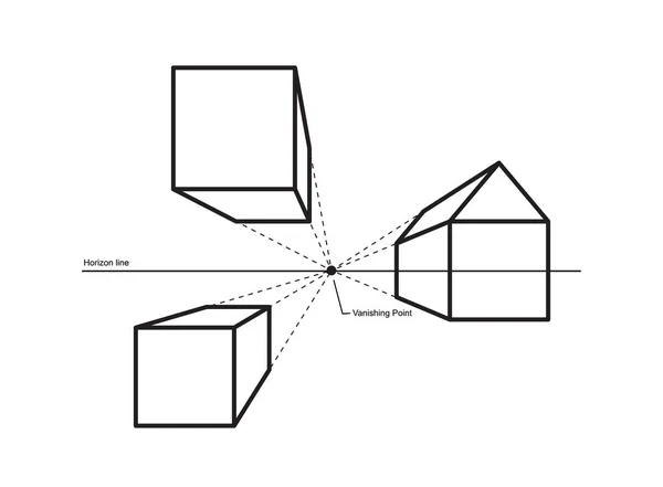 Perspectiva Desenho Isolado Fundo Branco Vetor Ilustração —  Vetores de Stock