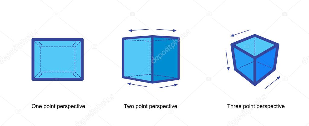  perspective drawing isolated on white background vector illustration