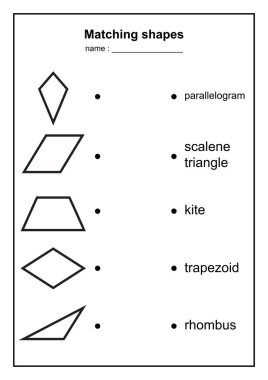 geometri şekil eşleme oyunu. çocuklar için malzeme öğrenme eğitim geometrik şekiller game.printable. siyah ve beyaz printables oyun illüstrasyon