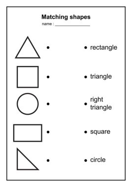 geometri şekil eşleme oyunu. çocuklar için malzeme öğrenme eğitim geometrik şekiller game.printable. siyah ve beyaz printables oyun illüstrasyon