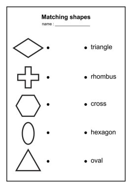 geometri şekil eşleştirme oyunu. eğitim geometrik şekiller oyunu. çocuklar için yazdırılabilir öğrenme materyali . siyah beyaz yazdırılabilir oyun illüstrasyon