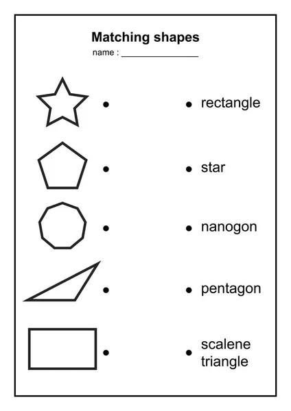 Geometry Shape Matching Game Educational Geometric Shapes Game Printable Learning — Stock Vector