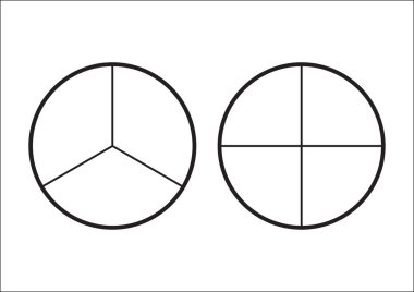 Kesir pasta dilimler halinde bölünmüş. Kesirler Web sitesi tanıtımı için poster vektör düz anahat simgesi üzerinde beyaz background.illustration izole kapak