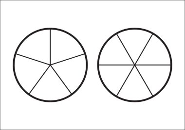 Kesir pasta dilimler halinde bölünmüş. Kesirler Web sitesi tanıtımı için poster vektör düz anahat simgesi üzerinde beyaz background.illustration izole kapak