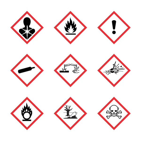 Globally Harmonized System Classification Labeling Chemicals Vector White Background Illustration — Stock Vector