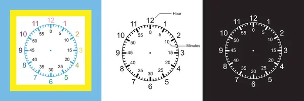 Illustrazione Elementi Educativi Telling Time Illustrazione Vector — Vettoriale Stock