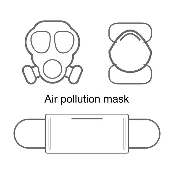 Beyaz Arka Plan Hava Kirliliği Maskesi Simge Hava Kirliliği Maskesi — Stok Vektör