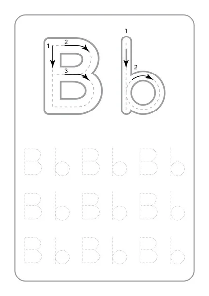 Kindergarten Tracing Letters Feuilles Travail Monochrome Tracing Letters Feuilles Travail — Image vectorielle